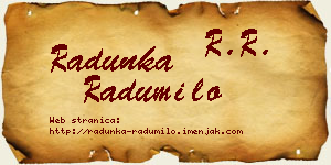 Radunka Radumilo vizit kartica